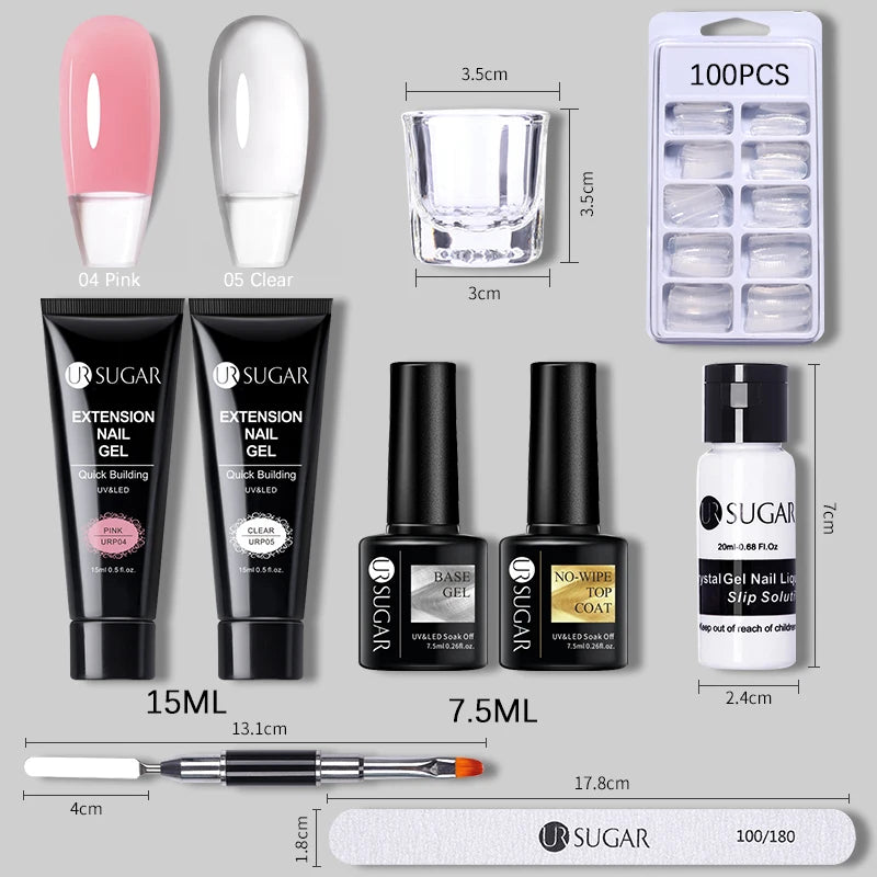 Polygel Nail Extension Kit - Complete Manicure Set (15ml Tubes)