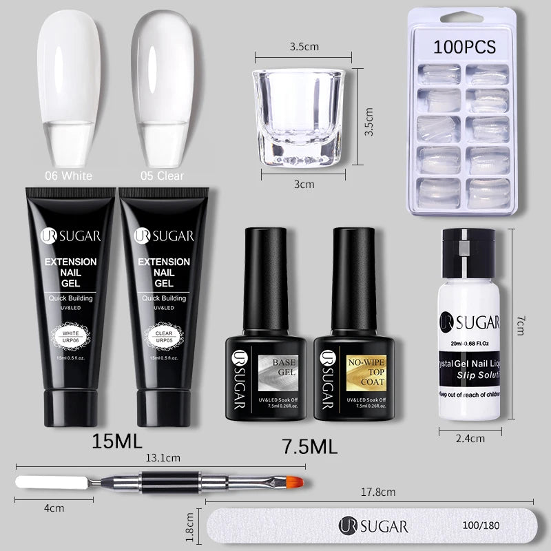 Polygel Nail Extension Kit - Complete Manicure Set (15ml Tubes)