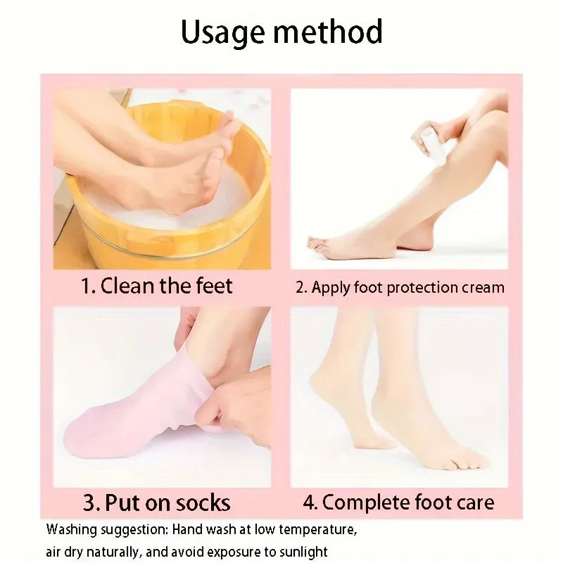 Silicone Moisturizing Socks – Spa Gel Socks for Cracked & Dry Feet (1 Pair)