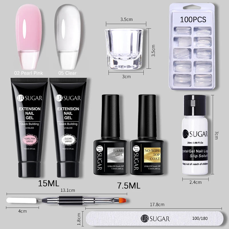 Polygel Nail Extension Kit - Complete Manicure Set (15ml Tubes)
