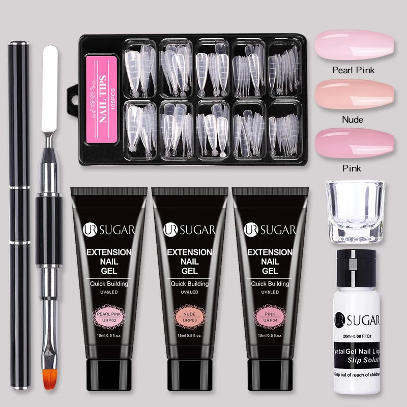 Polygel Nail Extension Kit - Complete Manicure Set (15ml Tubes)