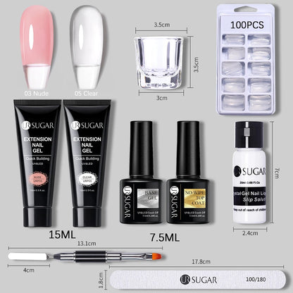 Polygel Nail Extension Kit - Complete Manicure Set (15ml Tubes)