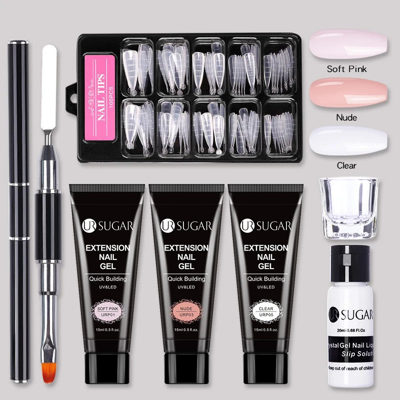 Polygel Nail Extension Kit - Complete Manicure Set (15ml Tubes)