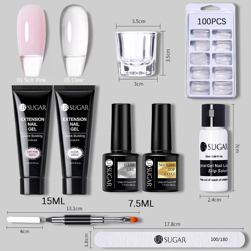 Polygel Nail Extension Kit - Complete Manicure Set (15ml Tubes)