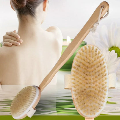 Long-Handle Wooden Shower Brush | Back & Body Exfoliator