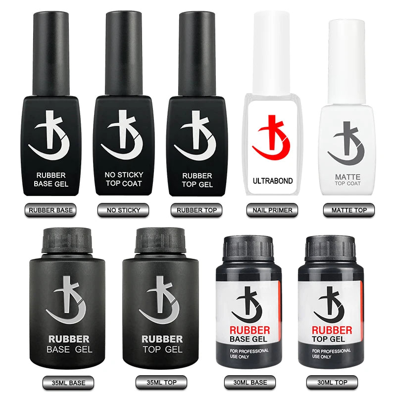 Rubber Base & Top Gel System — Primer, Glossy & Matte