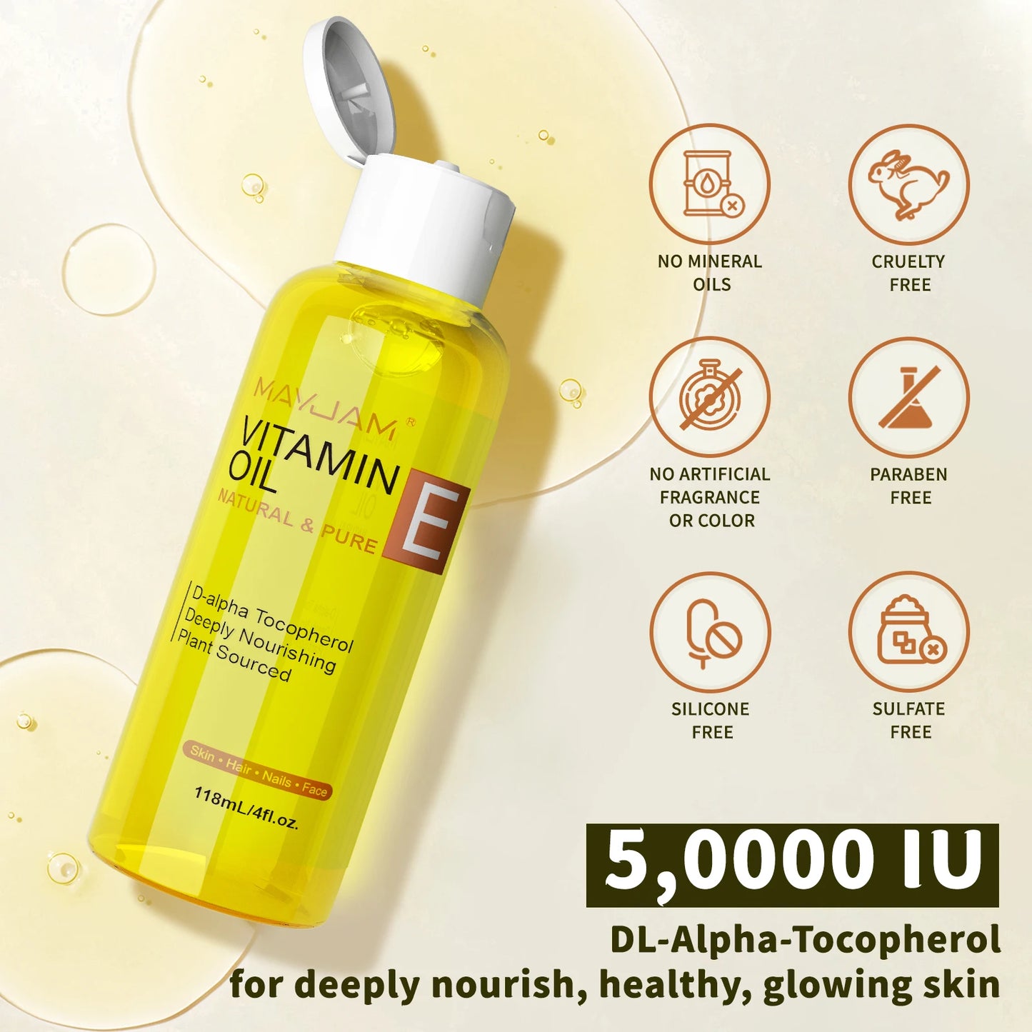 Natural Vitamin E Oil | Skin, Hair & Nail Care