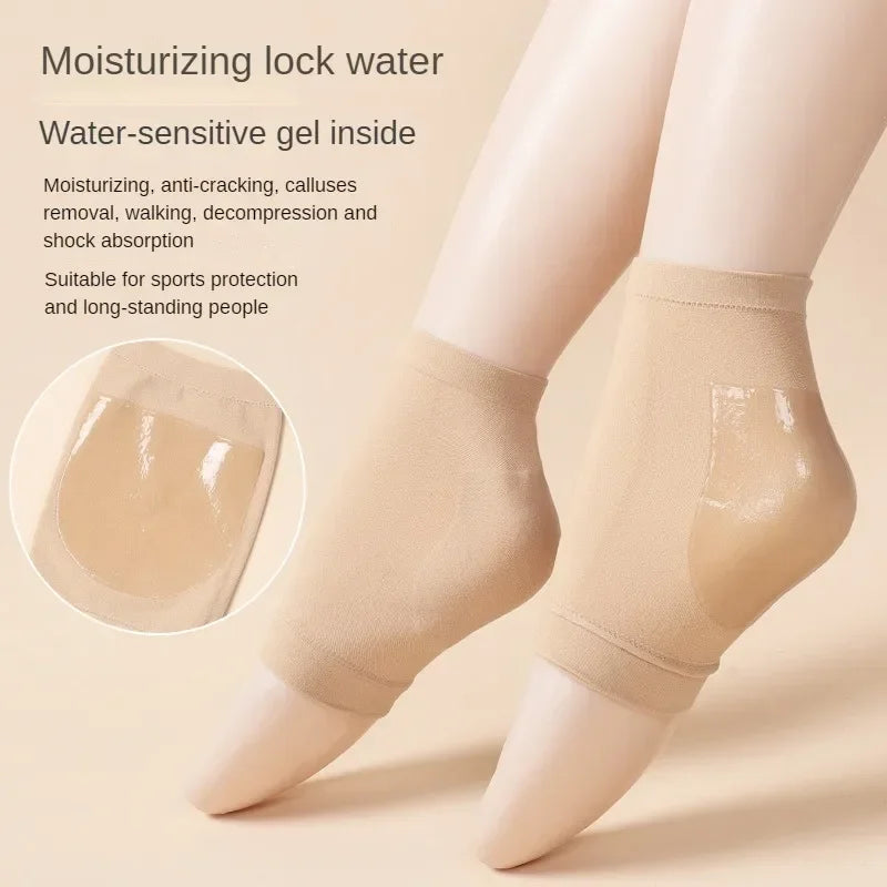Silicone Heel Protectors Socks – Anti-Crack & Moisturizing Foot Care Sleeves