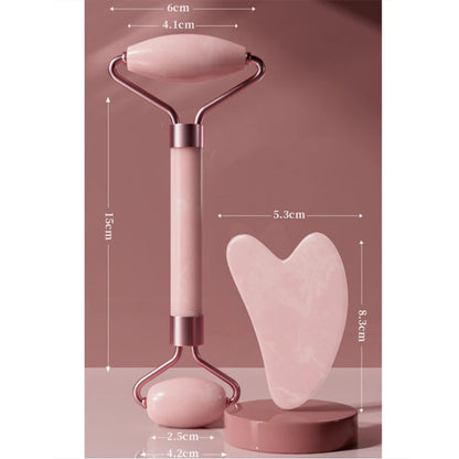 Face & Neck Massager Roller + Gua Sha Scraping Board – Resin Crystal Beauty Tool Set