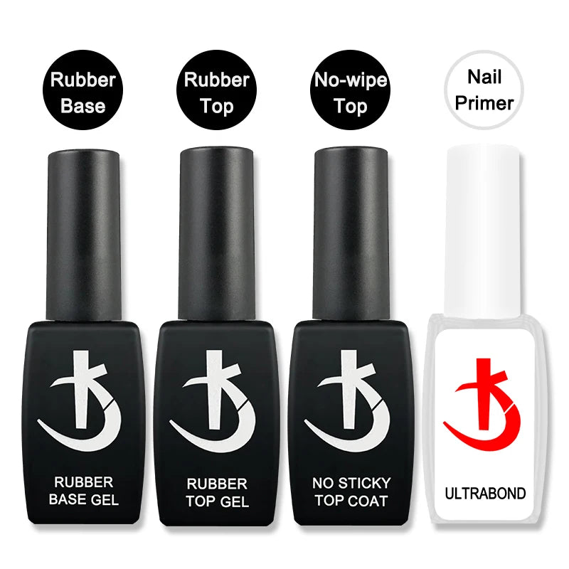 Rubber Base & Top Gel System — Primer, Glossy & Matte