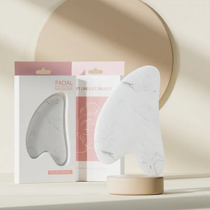 Face & Neck Massager Roller + Gua Sha Scraping Board – Resin Crystal Beauty Tool Set