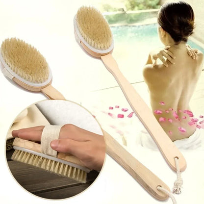 Long-Handle Wooden Shower Brush | Back & Body Exfoliator