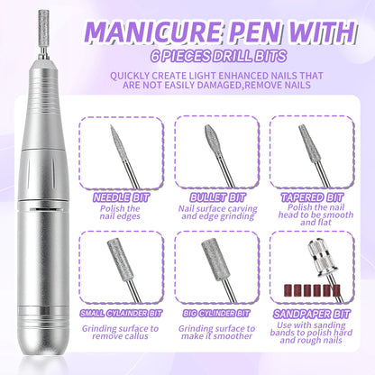 Professional 45,000 RPM Rechargeable Nail Drill Machine – Portable, Low Noise & LCD Display