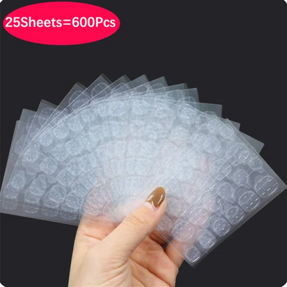 Nail Adhesive Tabs - 600 Pcs Double-Sided Waterproof Nail Stickers