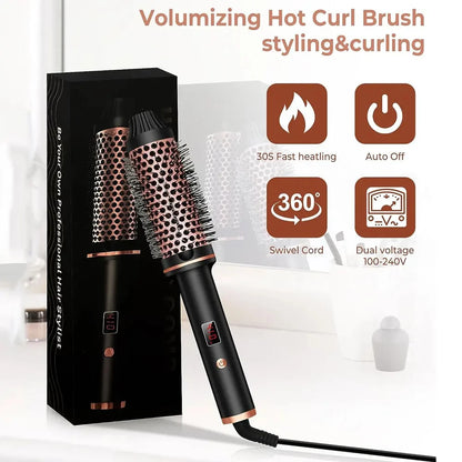 3-in-1 Ionic Hair Styler Brush | Straightener, Curler & Volumizer