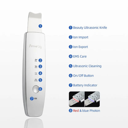 6-in-1 Ultrasonic EMS Skin Scrubber | Deep Cleansing, Blackhead Remover & LED Therapy