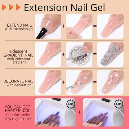 Polygel Nail Extension Kit - Complete Manicure Set (15ml Tubes)