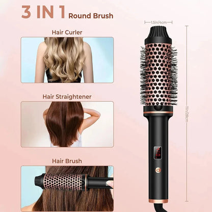 3-in-1 Ionic Hair Styler Brush | Straightener, Curler & Volumizer