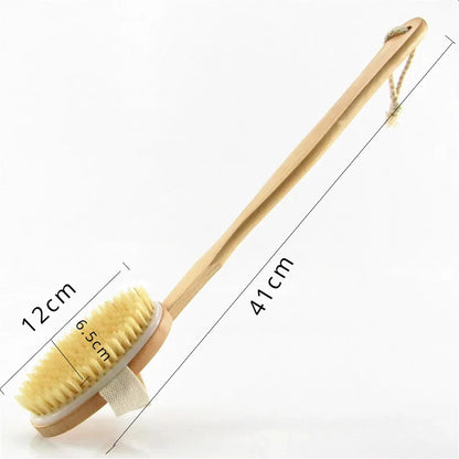 Long-Handle Wooden Shower Brush | Back & Body Exfoliator