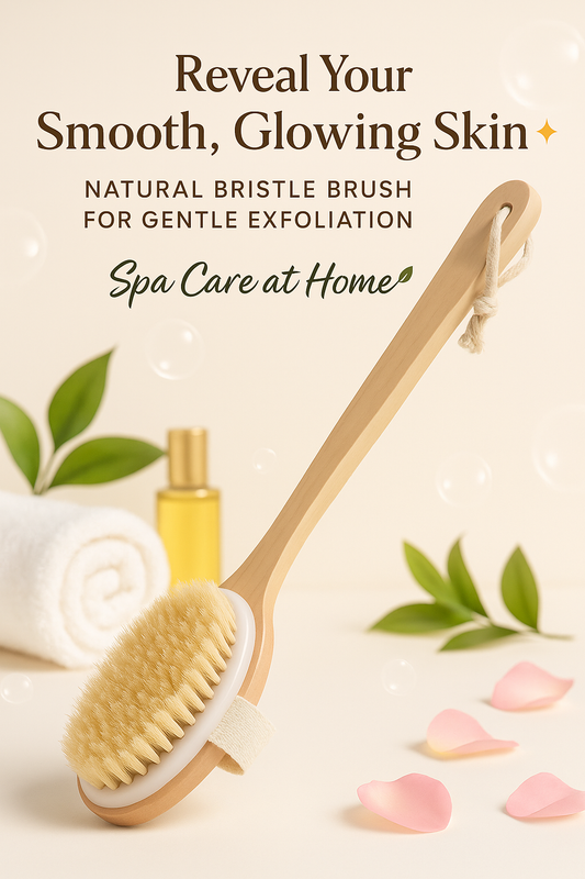 Long-Handle Wooden Shower Brush | Back & Body Exfoliator